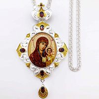 2.7.1334л-2/1л Панагия латунная с принтом и цепью арт.2.7.0201л