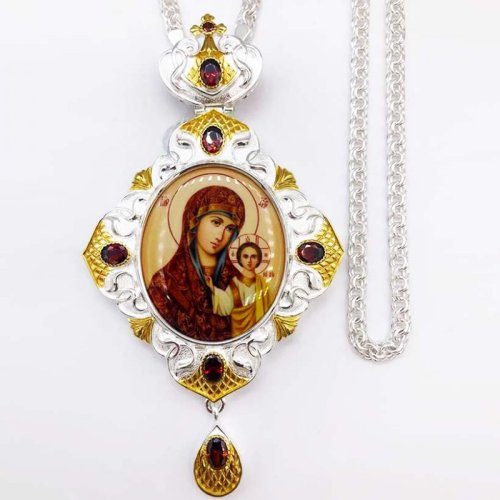 2.7.1334л-2/1л Панагия латунная с принтом и цепью арт.2.7.0201л