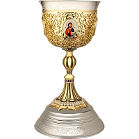 2.10.0408лф/1лп Крест наперсный с фрагментарной позолотой и голубыми фианитами