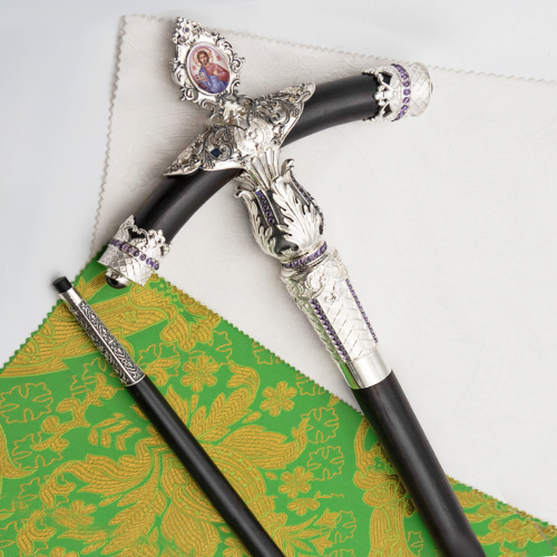 2.7.2676лр Жезл латунный с фиолетовыми камнями в серебрении фото 8 2.7.2676лр Жезл латунный с фиолетовыми камнями в серебрении фото 8