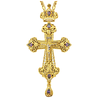 2.10.0130лп/1лп Крест латунный в позолоте с лит.распятием и цепью