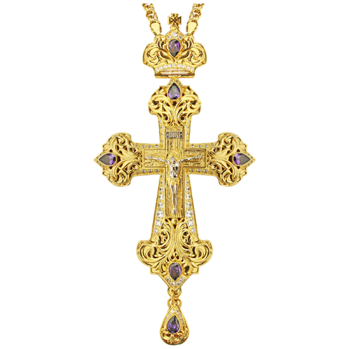 2.10.0130лп/1лп Крест латунный в позолоте с лит.распятием и цепью