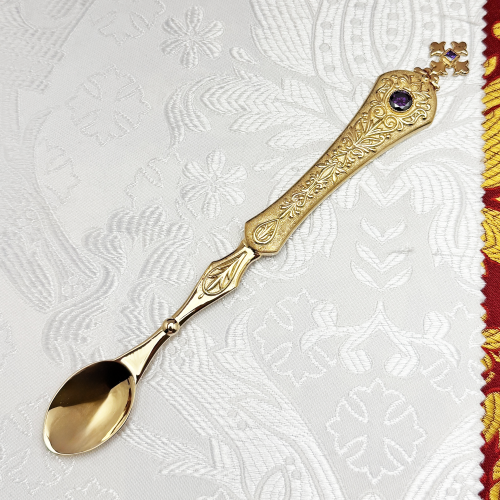 2.7.0783лп Лжица латунная в позолоте со вставками