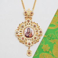 2.7.2291лп-2/1лп Панагия латунная с красными камнями в позолоте