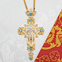 2.10.0094лп-2/1лп Крест наперсный латунный со вставками и цепью