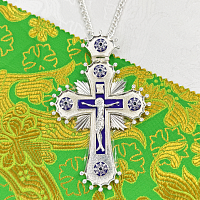 2.10.0617лэ/1л Крест наперсный латунный со вставками в серебрении