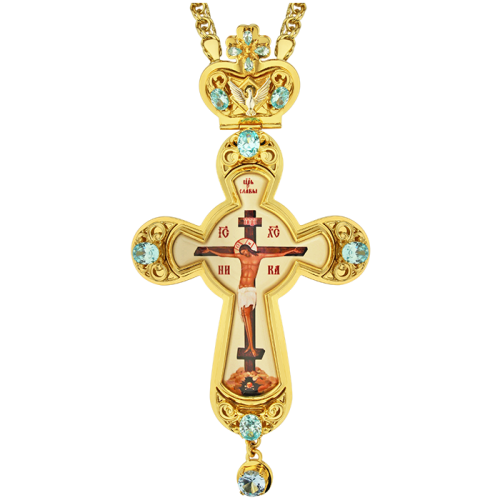 2.10.0121лп-2/1лп Крест латунный в позолоте и цепью 2.10.0121лп-2/1лп Крест латунный в позолоте и цепью