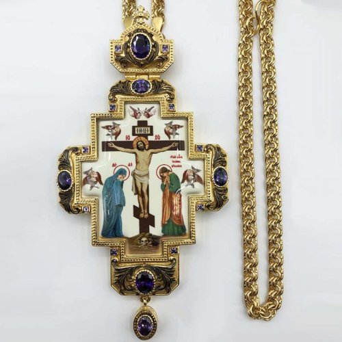 2.10.0321лпр-2/1лп Крест латунный в позолоте с цепью