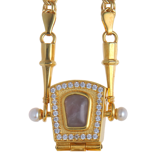 2.7.2521лнп/64лп Панагия в позолоте с жемчугом фото 4