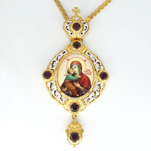 2.7.1133лп-2/1лп Панагия латунная в позолоте с цепью