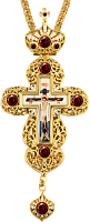 2.10.0133лп-2/1лп Крест латунный в позолоте со вставками и цепью