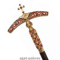 2.7.1582лпэ Жезл латунный с красными камнями и эмалью в позолоте