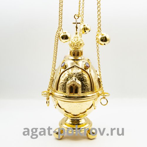 2.7.1577лп Кадило латунное в позолоте фото 2