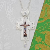 2.10.0273л-2/1л Крест латунный с белыми камнями в серебрении
