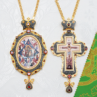 2.7.1953лпр-2/1лп-К Комплект архиерейский наперсный с красными камнями в позолоте