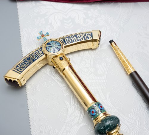 2.7.2398лнпчэ Жезл латунный в позолоте с натуральными камнями фото 5 2.7.2398лнпчэ Жезл латунный в позолоте с натуральными камнями фото 5