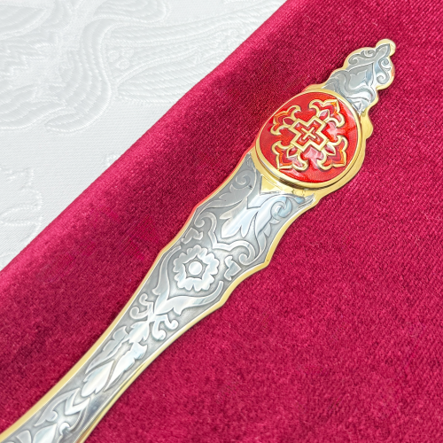 2.7.1094лпрэ Лжица латунная в позолоте с эмалью фото 5