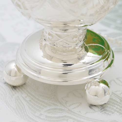 2.7.2618л Кадило латунное с голубыми камнями в серебрении фото 2 2.7.2618л Кадило латунное с голубыми камнями в серебрении фото 2