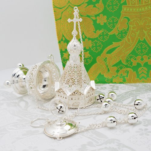 2.7.1097л Кадило латунное в серебрении фото 7