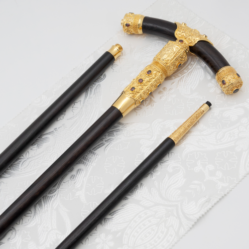 2.7.0519лп Посох латунный с красными камнями в позолоте фото 9 2.7.0519лп Посох латунный с красными камнями в позолоте фото 9