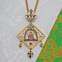 2.7.2527лпрэ-15/1лп Панагия с красными камнями и эмалью в позолоте