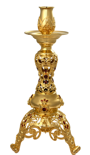 2.7.0915лп Подсвечник латунный в позолоте со вставками 2.7.0915лп Подсвечник латунный в позолоте со вставками