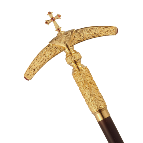 2.7.2665лнп Жезл латунный с натуральными камнями в позолоте фото 8 2.7.2665лнп Жезл латунный с натуральными камнями в позолоте фото 8