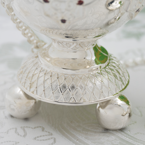 2.7.1587л Кадило латунное с красными камнями в серебрении фото 4 2.7.1587л Кадило латунное с красными камнями в серебрении фото 4