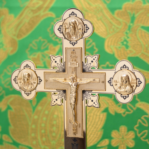 2.7.2829лп Крест настольный латунный в позолоте  фото 10