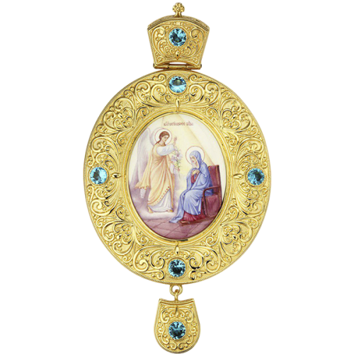 2.7.0833лп-1 Панагия латунная в позолоте с финифтью и вставками