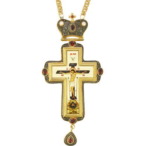 2.10.0289лпр-2/1лп Крест латунный в позолоте с цепью