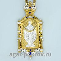 2.7.0837лф/1лп Панагия латунная с фрагментальной позолотой и цепью арт.2.7.0201лп