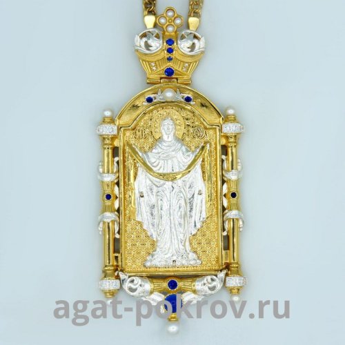 2.7.0837лф/1лп Панагия латунная с фрагментальной позолотой и цепью арт.2.7.0201лп