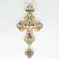 2.10.0290лф-2/1л Крест латунный с фрагментальной позолотой и цепью