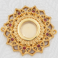 2.7.1418лп Мощевик латунный с красными камнями в позолоте