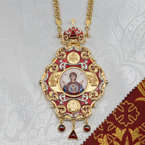 2.7.2265лнпэ-2/113лп Панагия с натуральными камнями 2.7.2265лнпэ-2/113лп Панагия с натуральными камнями