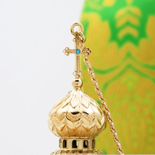 2.7.1129лп Кадило латунное с голубыми камнями в позолоте фото 3 2.7.1129лп Кадило латунное с голубыми камнями в позолоте фото 3