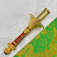 2.7.2683лпэ Подсвечник ручной латунный в позолоте с эмалью