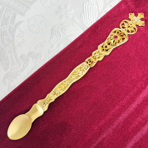 2.7.0426лп Лжица латунная в позолоте со вставками