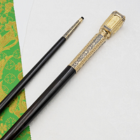 2.7.2189лнпр-11 Посох латунный в позолоте с натуральными камнями (Аметист)