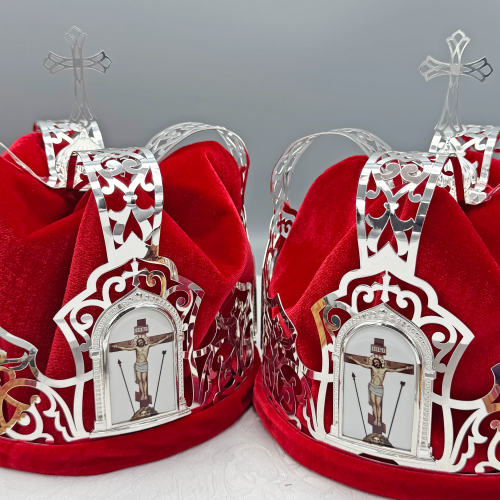 2.7.2839л-2-К Венцы венчальные латунные в серебрении - комплект фото 9 2.7.2839л-2-К Венцы венчальные латунные в серебрении - комплект фото 9