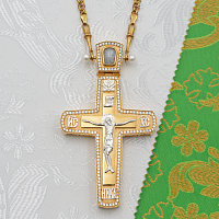 2.10.0540лнп/64лп Наперсный крест латунный со вставками в позолоте и серебрении