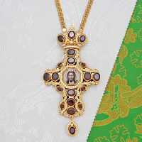 2.10.0419лп-2/113лп Крест латунный с красными камнями в позолоте