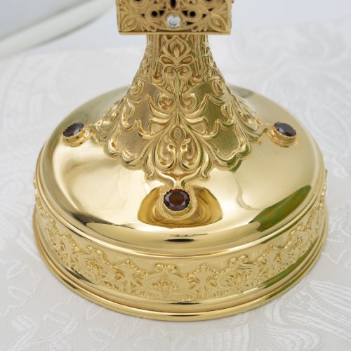 2.7.0694лп Лампада латунная в позолоте со вставками фото 5