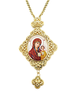 2.7.0670лп-2/1лп Панагия латунная в позолоте со вставками и цепью