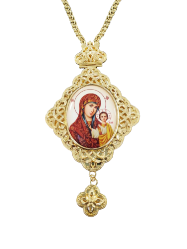 2.7.0670лп-2/1лп Панагия латунная в позолоте со вставками и цепью 2.7.0670лп-2/1лп Панагия латунная в позолоте со вставками и цепью