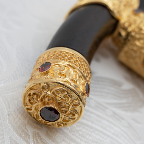2.7.0519лп Посох латунный с красными камнями в позолоте фото 5 2.7.0519лп Посох латунный с красными камнями в позолоте фото 5