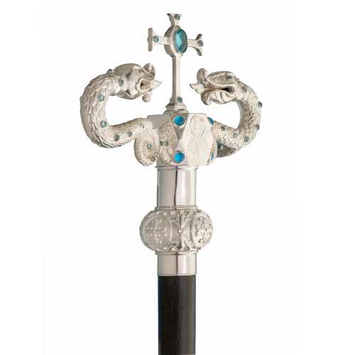 2.7.2478л Жезл латунный с голубыми камнями в серебрении фото 5 2.7.2478л Жезл латунный с голубыми камнями в серебрении фото 5