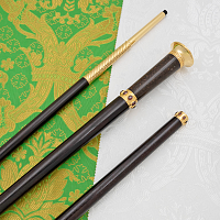 2.7.2444лпч Посох латунный с красными камнями и акрилом в позолоте