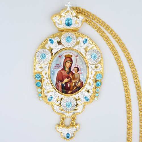 2.7.1117лп-2/1лп Панагия латунная в позолоте с цепью